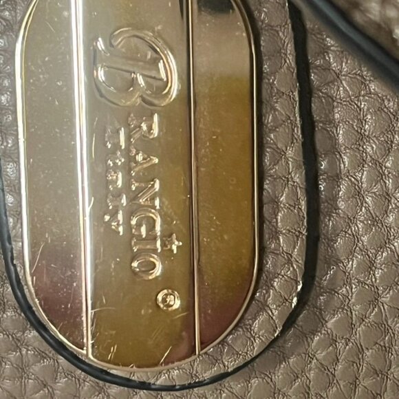 Brangio Textured Leather Handbag w/Bow Taupe Gold Double Handles Zipper NWOT - Picture 12 of 12